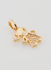 Pendentif Enfant Fille Silhouette Plaqué or & Zyrcons