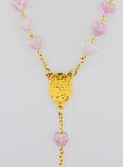 Chapelet Cristal Grains Forme Coeur - Rose
