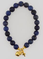 Bracelet en Pierres Naturelles de Sodalite - Sacré Coeur & Croix