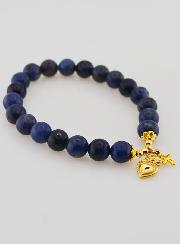 Bracelet en Pierres Naturelles de Sodalite - Sacré Coeur & Croix