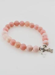 Bracelet en Pierres Naturelles d'Opale Rose - Papillon & Croix