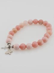 Bracelet en Pierres Naturelles d'Opale Rose - Papillon & Croix