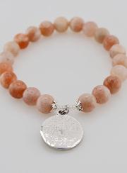 Bracelet Religieux en Pierre de Soleil & Médaille Notre Père