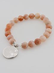 Bracelet Religieux en Pierre de Soleil & Médaille Notre Père
