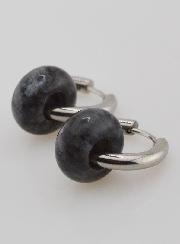 Boucles d'Oreilles Créoles & Anneau Larvikite