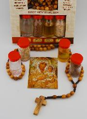 Coffret Terre Sainte - Chapelet, Encens, Huile & Eau du Jourdain