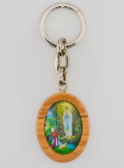 Porte-clés en Bois d'Olivier - Notre Dame de Lourdes