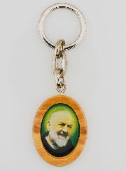 Porte-clés en Bois d'Olivier - Padre Pio