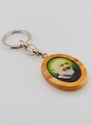 Porte-clés en Bois d'Olivier - Padre Pio