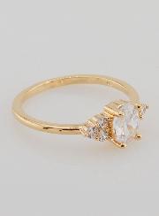 Bague Fiançailles Plaqué Or et Zircons - T56