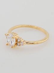 Bague Fiançailles Plaqué Or et Zircons - T56