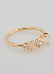Bague Plaqué Or Zircons & Pierre de Lune - T54