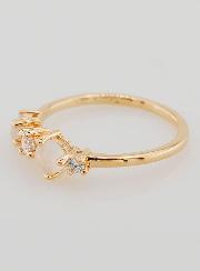Bague Plaqué Or Zircons & Pierre de Lune - T54