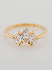 Bague Couronne Plaqué Or et Zircons - T54