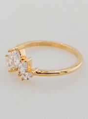 Bague Couronne Plaqué Or et Zircons - T54