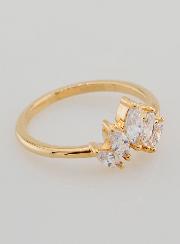 Bague Couronne Plaqué Or et Zircons - T54