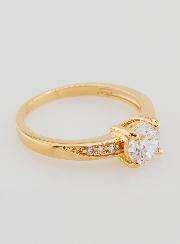 Bague Solitaire Plaqué Or et Zircon - T54