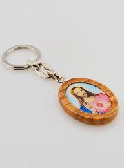 Porte-clés en Bois d'Olivier - Sacré Coeur de Jésus
