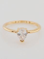 Bague Solitaire Goutte Plaqué Or et Zircon - T54