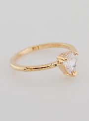 Bague Solitaire Goutte Plaqué Or et Zircon - T54