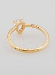 Bague Solitaire Goutte Plaqué Or et Zircon - T54