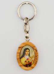 Porte-clés en Bois d'Olivier - Sainte Thérèse