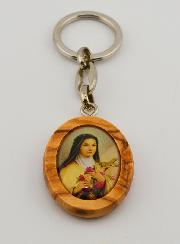 Porte-clés en Bois d'Olivier - Sainte Thérèse