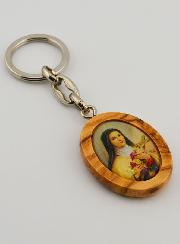 Porte-clés en Bois d'Olivier - Sainte Thérèse