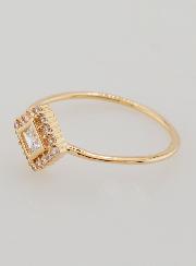 Bague Solitaire Losange Plaqué Or et Zircons - T56