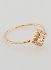 Bague Solitaire Losange Plaqué Or et Zircons - T56