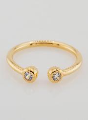 Bague Anneau Ouvert en Plaqué Or et Zircons - T54