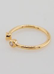 Bague Anneau Ouvert en Plaqué Or et Zircons - T54