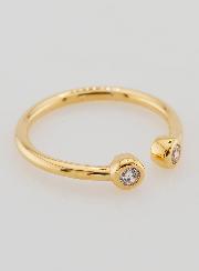 Bague Anneau Ouvert en Plaqué Or et Zircons - T54