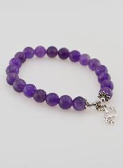 Bracelet Religieux en Pierres Naturelles d'Améthyste - Colombe de Paix