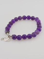 Bracelet Religieux en Pierres Naturelles d'Améthyste - Colombe de Paix
