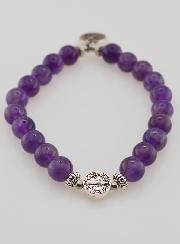 Bracelet Religieux en Pierre Naturelle d'Améthyste - St Michel & St Benoît