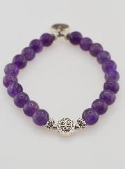 Bracelet Religieux en Pierre Naturelle d'Améthyste - St Michel & St Benoît