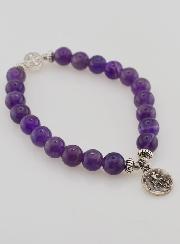 Bracelet Religieux en Pierre Naturelle d'Améthyste - St Michel & St Benoît