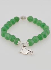 Bracelet Religieux en Pierre Naturelle d'Aventurine - Saint Esprit & Croix