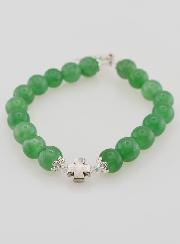Bracelet Religieux en Pierre Naturelle d'Aventurine - Saint Esprit & Croix