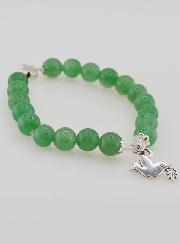 Bracelet Religieux en Pierre Naturelle d'Aventurine - Saint Esprit & Croix