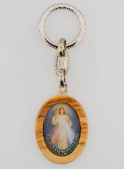 Porte-clés en Bois d'Olivier - Christ Miséricordieux