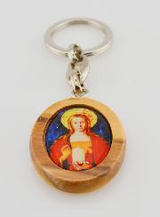 Porte-clés en Bois d'Olivier - Marie Madeleine Rouge
