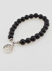 Bracelet Religieux en Pierres Naturelles d'Agate Noire - Arbre de Vie