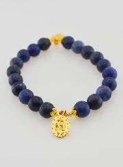 Bracelet Religieux en Pierre Naturelle de Sodalite - Miraculeuse et St Benoît