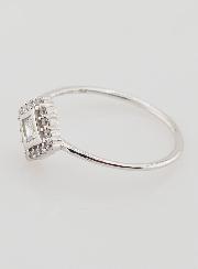 Bague Solitaire Losange Argent Rhodié et Zircons - T54