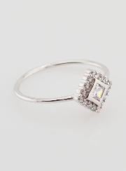 Bague Solitaire Losange Argent Rhodié et Zircons - T54