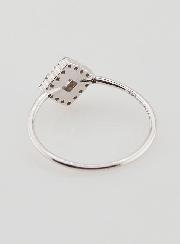 Bague Solitaire Losange Argent Rhodié et Zircons - T54