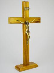 Crucifix en Bois Avec Socle Amovible - 37cm