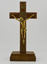 Crucifix de Saint Benoît en Bois Avec Socle Amovible - 12cm